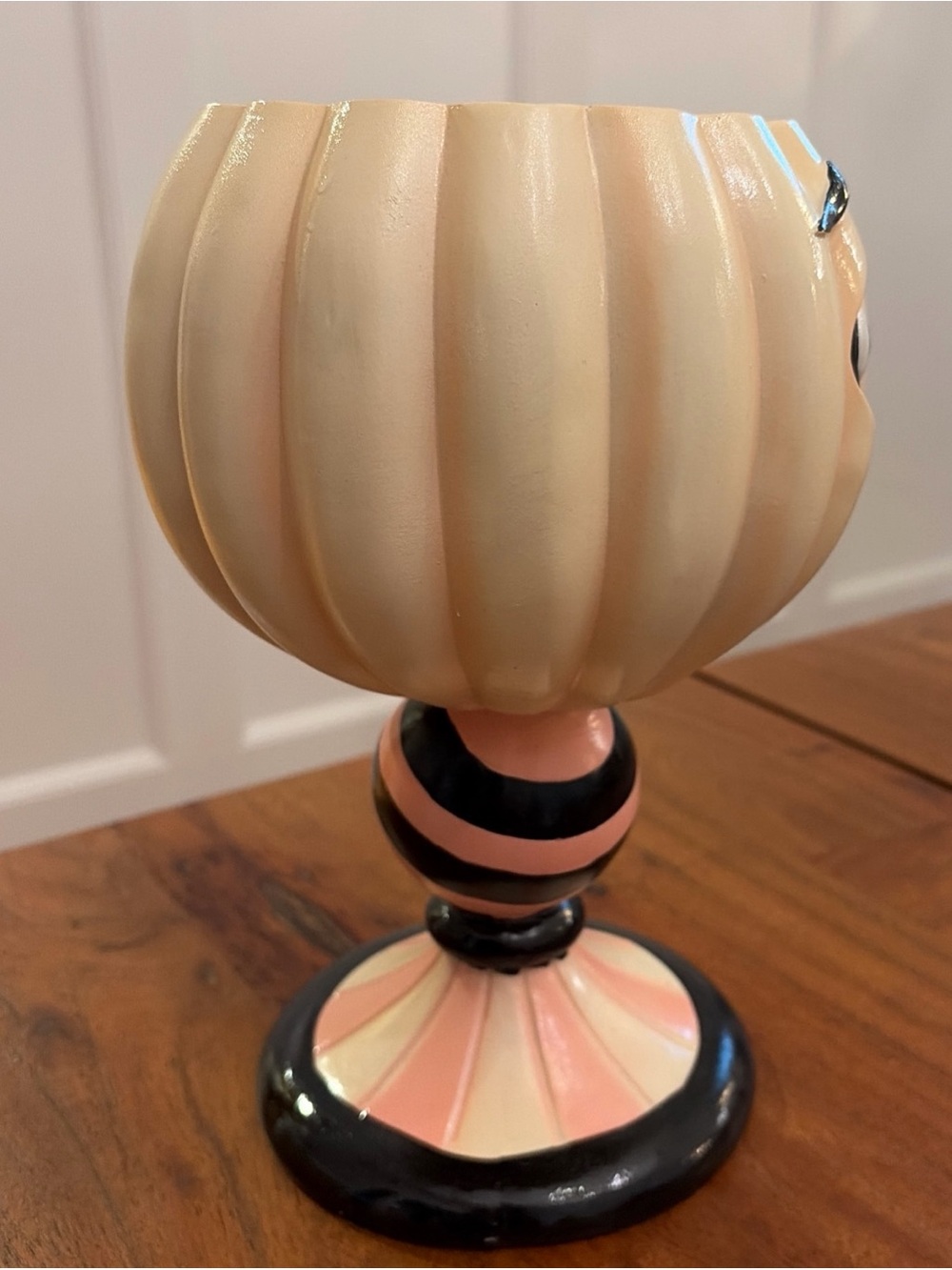 Toil & Trouble Pink Pumpkin Candy Bowl Whimsical Pastel Halloween Pedestal Rare - Picture 6 of 16